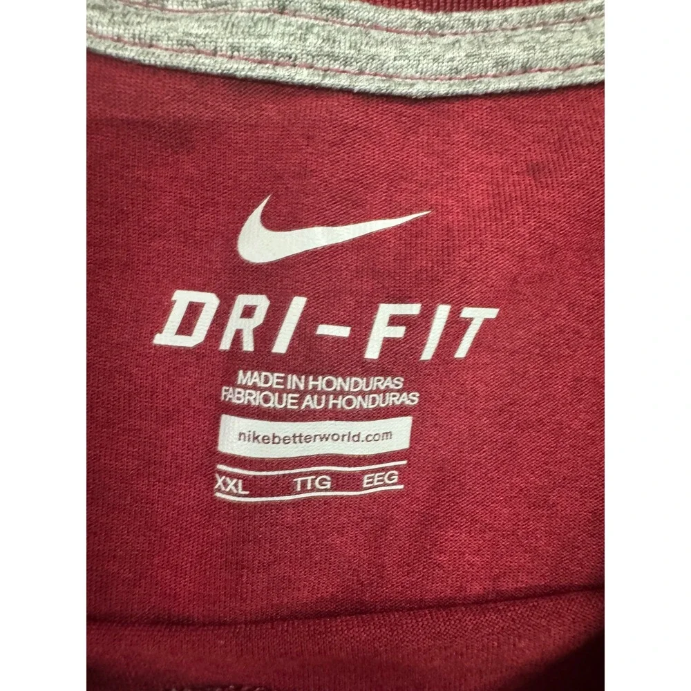 Nike Dri-FIT Mens XXL Training Shirt Maroon Burgundy‎ Short Sleeve Swoosh Tee